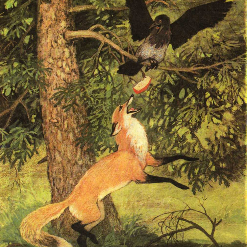 Ворона и лисица рисунок легкий - 65 фото